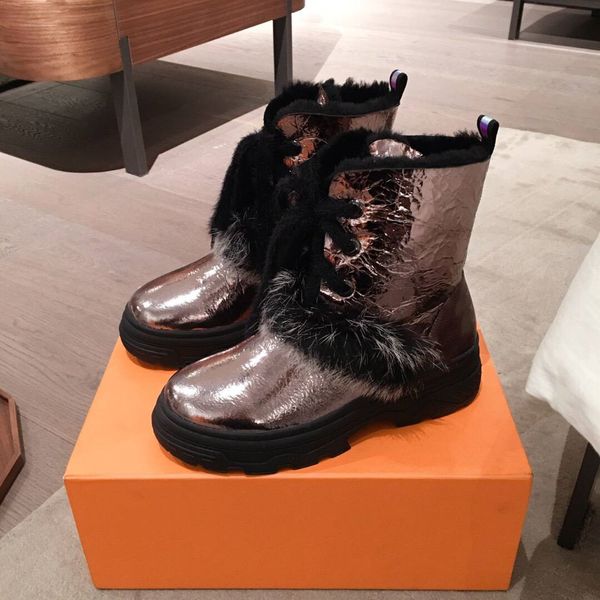 

2019 new platform designer luxury plush knee boots australia leather fashion women/men customize genuine leather ing, Black