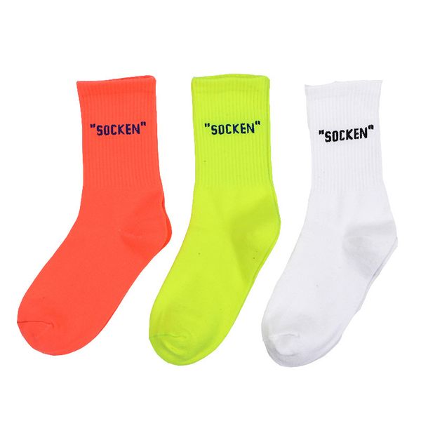 

socken designer socks 3 colors knit socks for men street style letter pattern fluorescent fashion socks  10 pairs lot, Black