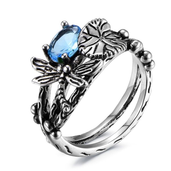 

925 sliver blue sapphire jewelry ring for women's vintage gemstone silver 925 jewelry bizuteria diamond ring box for female, Golden;silver