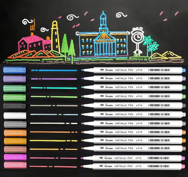 

for metallic marker pens set drawing painting for scrapbooking crafts card making and diy p , black paper, painting, Black;red