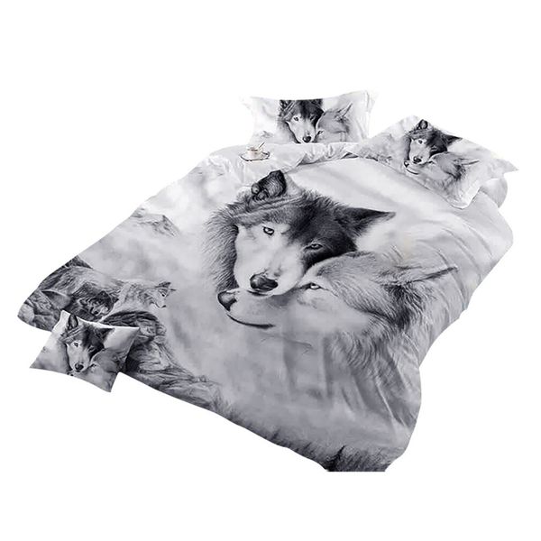 

3 pc bedclothes bedding cover set pillowcase duvet cover sets bed 3d wolf set couples bedding covers no bed sheet @118