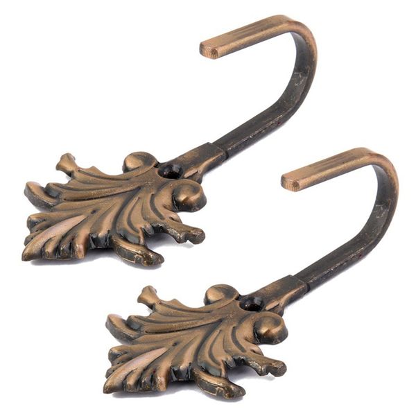 

2pcs vintage maple leaves curtain tieback tassel hooks door wall hook silver color