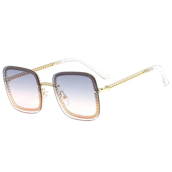 

metal chain children fashion gradient frame vingtage sunglasses colorful sunglasses boys girls sunglasses uv400 protection, Blue