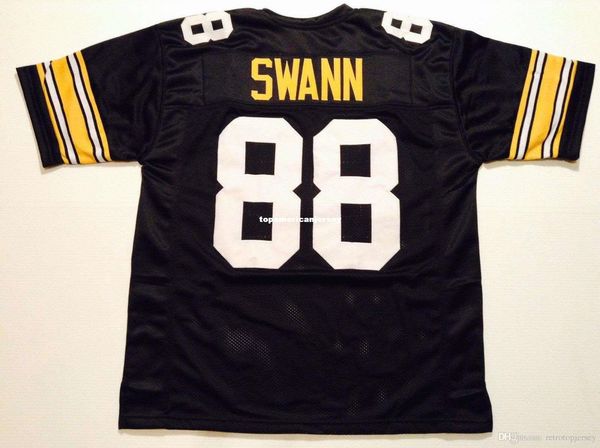 

retro custom sewn stitched #88 lynn swann black mitchell & ness jersey s-5xl,6xl men's football jerseys running, Black;blue