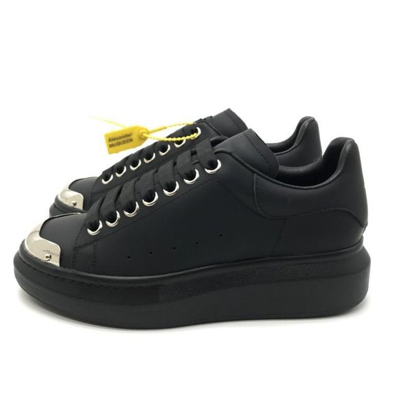 

white shoes olomlb-mc designer men women flat causual shoes sport platform true leather metal head sneakers size 36-45, Black