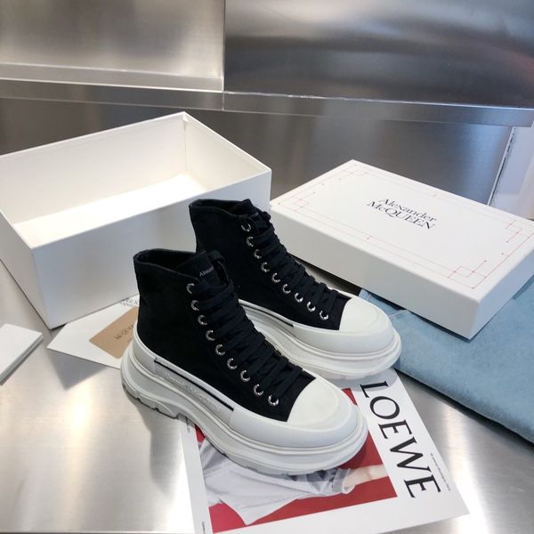 

fashion platform men and women shoes wild vintage luxury high-canvas shoes women's white shoes casual sports shoe 09, Black