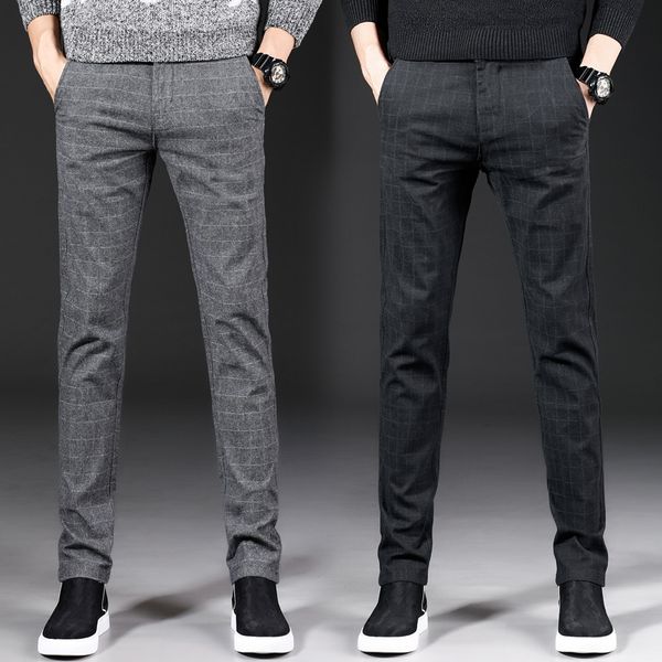 

2019 fashion new cotton men pants spring and autumn pants male classic british style business casual trousers, Black