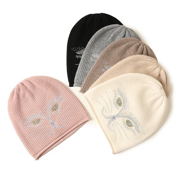 

2020 women winter colorful 100% cashmere hat cap made of cashmere, Blue;gray