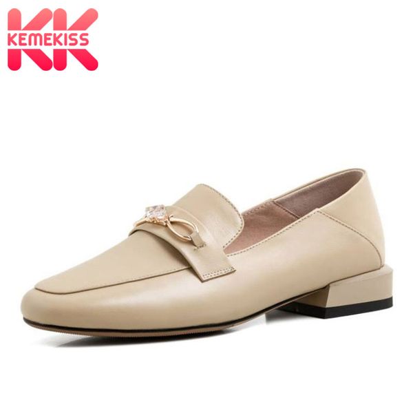 

kemekiss genuine leather office lady mules shoes women fashion crystal flats shoes casual daily dress footwear size 34-40, Black