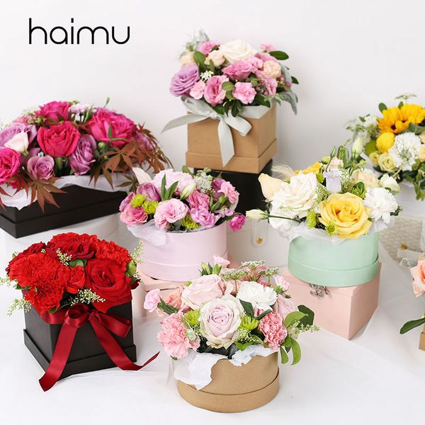 

solid round square box packaging florist bouquet box wedding favor decoration packing valentine's day gifts package boxes