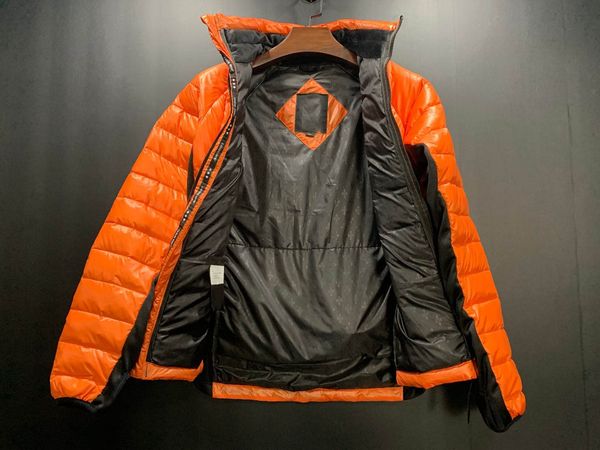 

luxury canada winter jacket men goosedown fashion designer contrast color coats animal printing lightweight windproof stand collar jacket, Black
