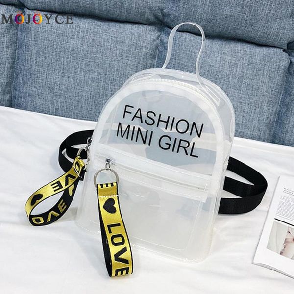 

mini size transparent women backpacks clear pvc teenager girls zipper student school backpack travel bag mochila feminina