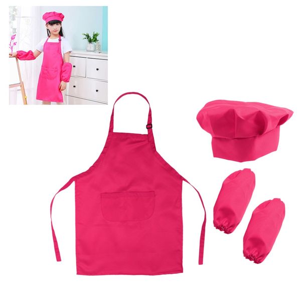 

kitchen kids apron chef set gift playset with chef's hat apron and cooking sleeve for 4-8years for baking painting party decor