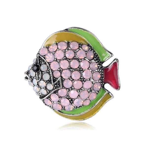 

ancient silver 2 colors rhinestone cute animal tropical fish shape brooches jewelry drop oil metal brooch for women and men, Gray