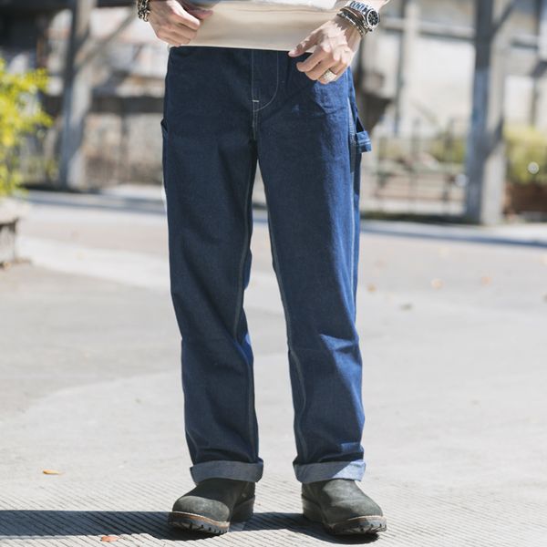 

non stock basic workwear pants vintage style striped mechanic trouses for men, Blue