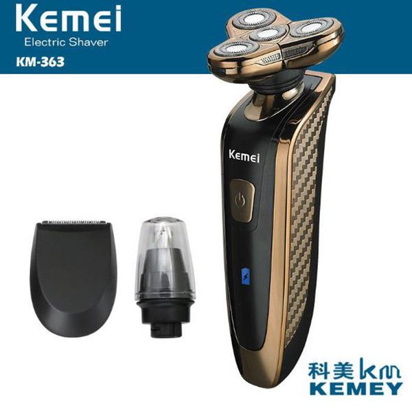 

kemei electric shaver km-363 electric razor 3 in 1 4d floating blade electric beard shaving rechargeable nose hair trimmer clip