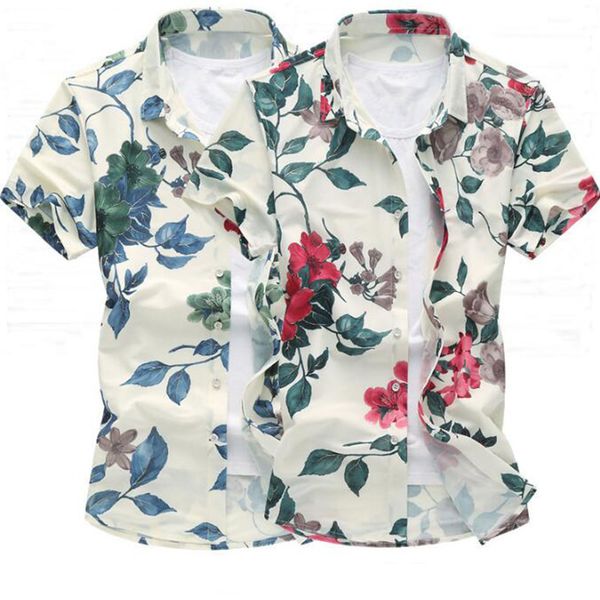 

moda veloce hawaiian shirt men short sleeve mens flower shirts summer shirts men 2020, White;black