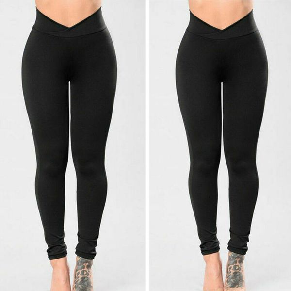 

goocheer new fashion womens high waist elastic leggings fitness workout long skinny pants trousers casual womens black leggings