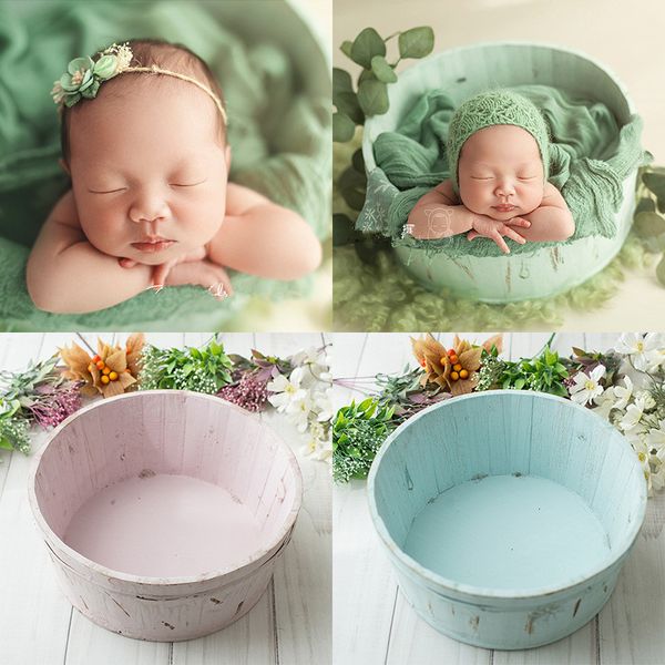

newborn pgraphy props pure color small wooden basin basket baby pgraphy container