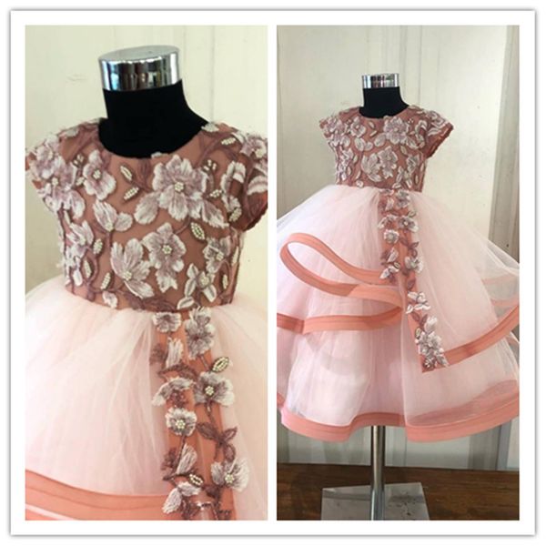 

2020 stunning lace beaded flower girl dresses ball gown tulle little girl wedding dresses vintage pageant dresses gowns, White;blue