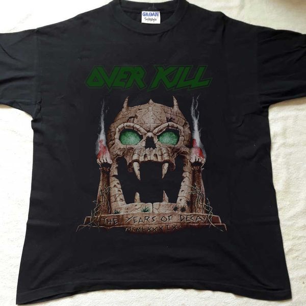 

overkill years of decay 1989 shirt vintage vtg tour reprint, White;black