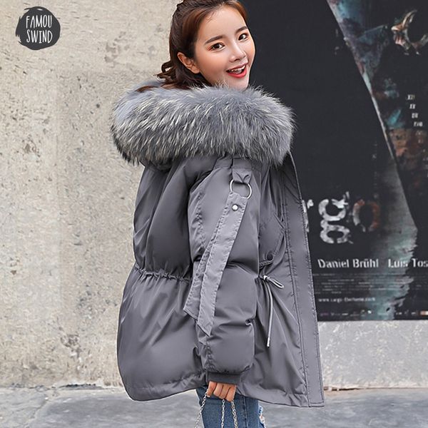 

mujer hooded parkas 2019 short winter jacket parka hooded winter coat women loose women fur collar cotton padded jacket, Black