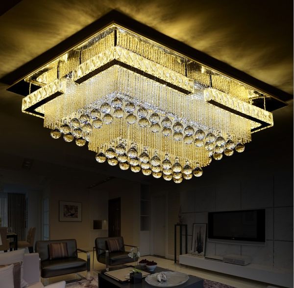 2019 Modern Led Living Room Crystal Ceiling Lamp Lighting Rectangular Roof Suction Lights Simple Bedroom Dining Room Lighting Chandelier From Volvo