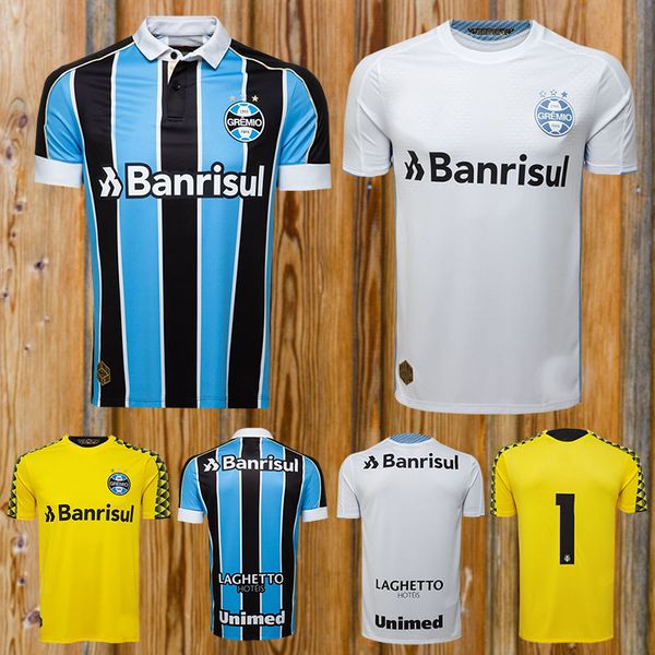 

2019 2020 gremio home geromel everton soccer jerseys 19 20 gremio yellow goalkeeper kannemann luan white football shirt, Black;yellow