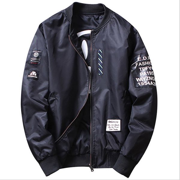 

2018 new fashion bomber jacket men pilot with patches green both side wear thin pilot bomber jacket men wind breaker, Black;brown