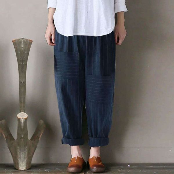 

women summer harem pants pencil trousers solid color high waist loose casual pants, Black;white