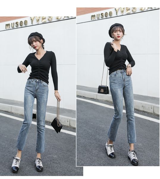 

vi female straight jeans loose joker, Blue