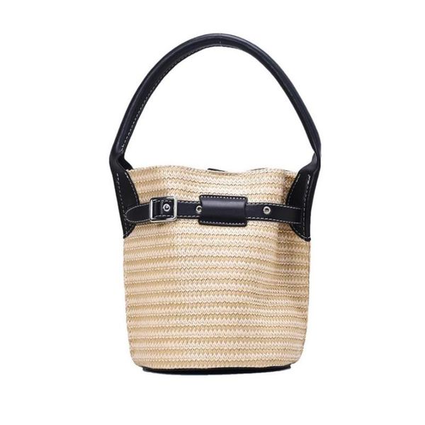 

large capacity straw bags women handmade woven bucket tote summer bali island beach bags luxury designer pu woven lady handbags
