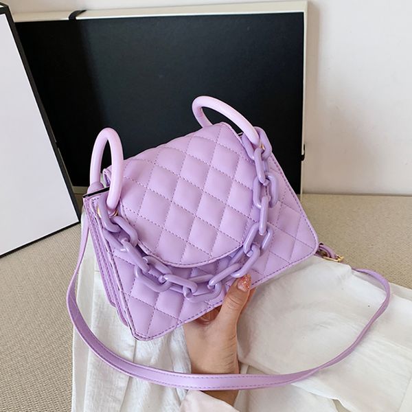 

diamond lattice handbags fashion chunky acrylic chain totes quilted messenger bags small plaid shoulder crossbody bolsa mujer