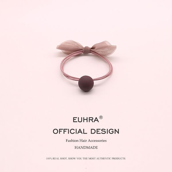 

euhra 3 colors elastic hair bands bow-knot rosette frosted chiffon ball elasticity women girls hairband children rubber band