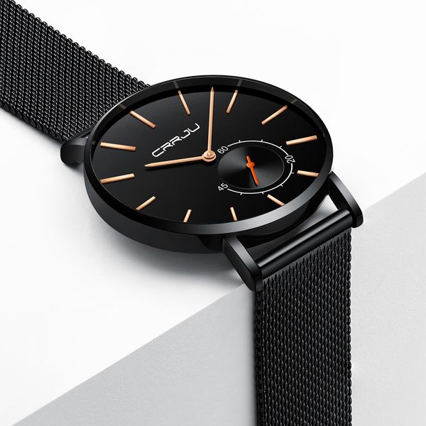 

relogio masculino crrju business watch men leisure sports quartz clock men fashion full steel waterproof watch, Slivery;brown