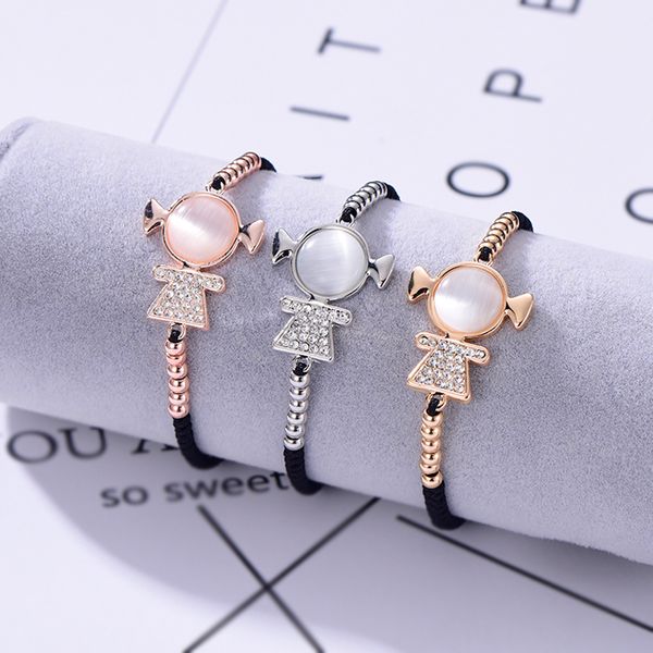 

cute figure charms bracelets for women gold silver beads adjustable rope fashion jewelry europe american style friend gift, Golden;silver