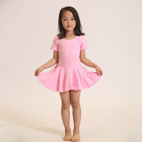 

lycra ballet exercise clothing young girls short sleeve exercise clothing cotton dance gihon art exam gym outfit, Red;yellow