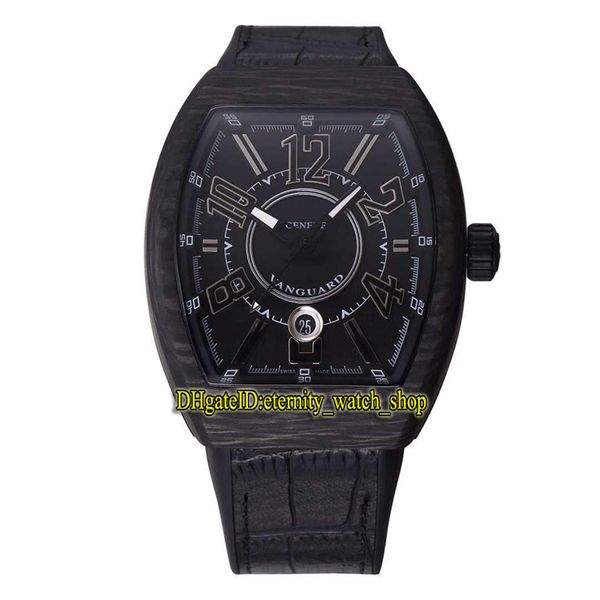 

4 style vanguard luminous carbon material case black date dial japan miyota automatic mens watch leather rubber strap watches, Slivery;brown