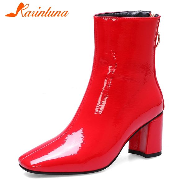 

karin new fashion big size 34-42 ladies chunky heel ankle boots women shoes woman zip add fur winter shoes woman boots, Black