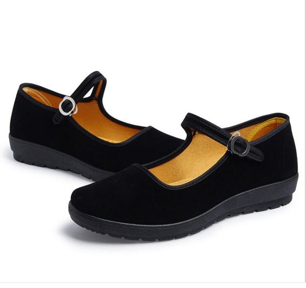 

объемные большие скидки новый низкий верхняя круглая голова плоской прием дно отеля этикет пряжка черных плоские нижние ботинок работать обу, Black