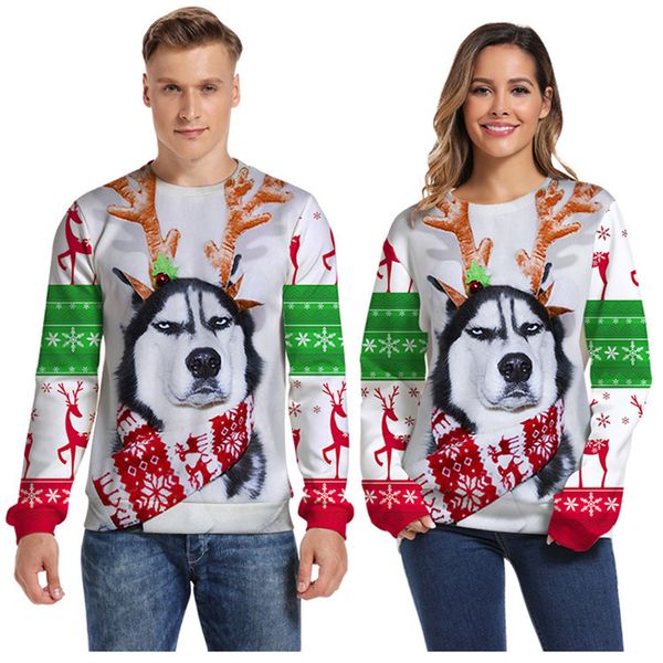 

men's sweater pull homme ugly christmas sweater santa claus 3d loose hoodie men women pullover christmas novelty male, White;black