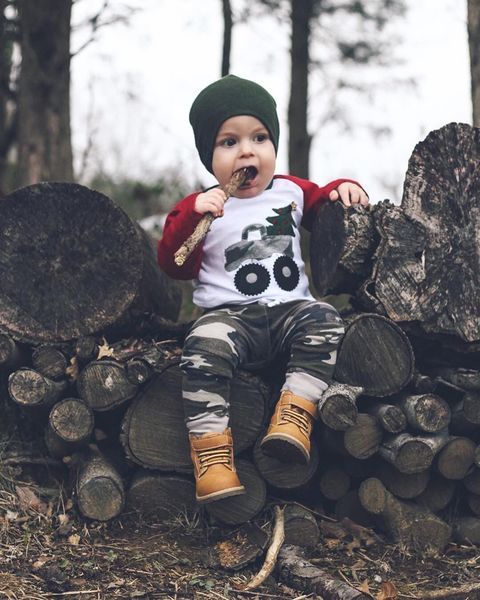 

2pcs toddler infant kid baby boys camouflage clothing t-shirt +pants outfits, White