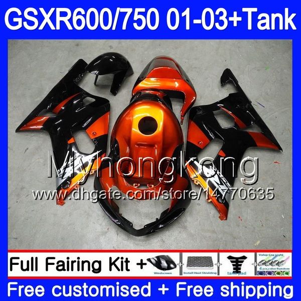 + Tanque Para SUZUKI GSX-R750 GSXR 750 600 K1 GSXR600 01 02 03 294HM.0 GSX R600 R750 GSXR-600 GSXR750 2001 2002 2003 Carenagens Gloss Orange black