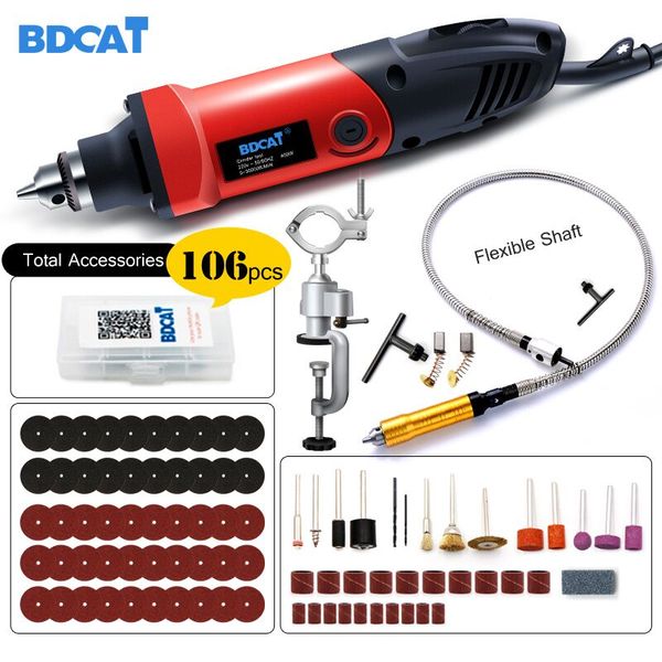 

bdcat 400w mini drill engraver rotary tool electric mini angle grinder dremel tool with 0.6-6.5mm flexible shaft and accessories