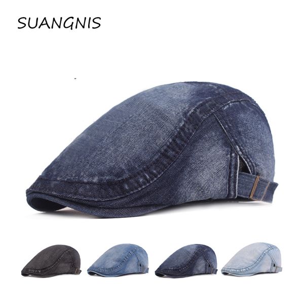 

fashion summer autumn jeans hats for men women casual denim beret caps outdoors flat cap for cowboy, Blue;gray