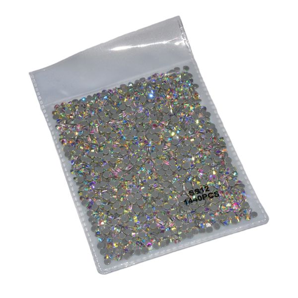 

nail art decorations super glitter ss3-ss12 1440pcs fix clear crystal ab flatback rhinestones for clothing, Silver;gold