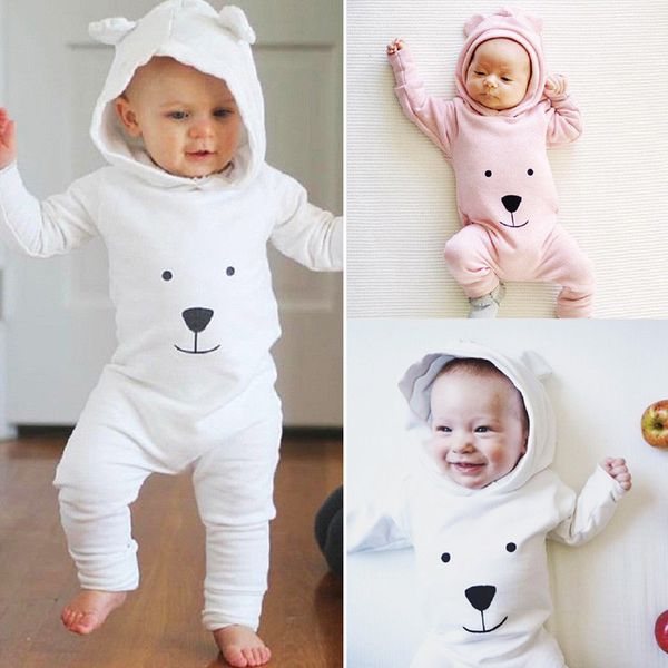 

fashion hooded newborn infant baby boy girl hooded cartoon romper kid jumpsuit outfits clothes, Blue