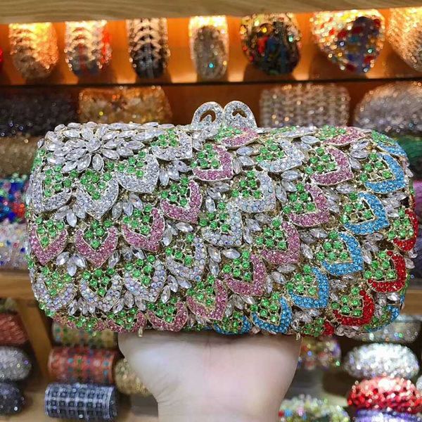 

2020 white rhinestone ladies crystal clutch bags pink/blue/red diamond women chain shoulder messenger handbags mini bags