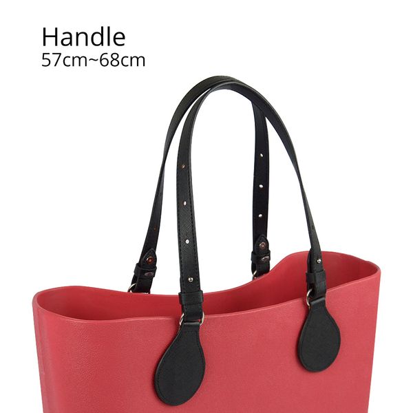 

bidirectional adjustable length flat leather belt handle with drops for obag basket bucket city chic women handbag o bag cj191217, Black