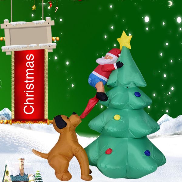 

night cartoon inflatable model dog bit ornament festival christmas light santa claus garden party climbing tree home decor led